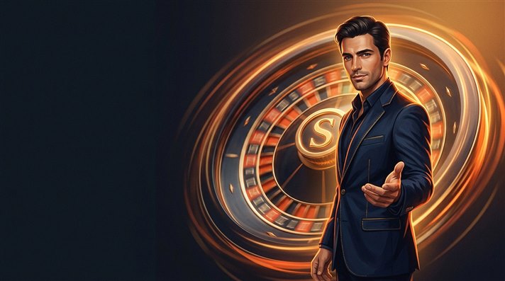 giocatore al tavolo di poker online con carte e chips